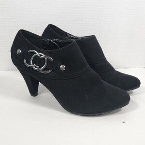 X-Appeal Black Ankle Booties with Silver Accents